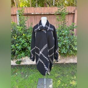 Hilary Radley Wool Blend Plaid Black and Grey Coat Size S